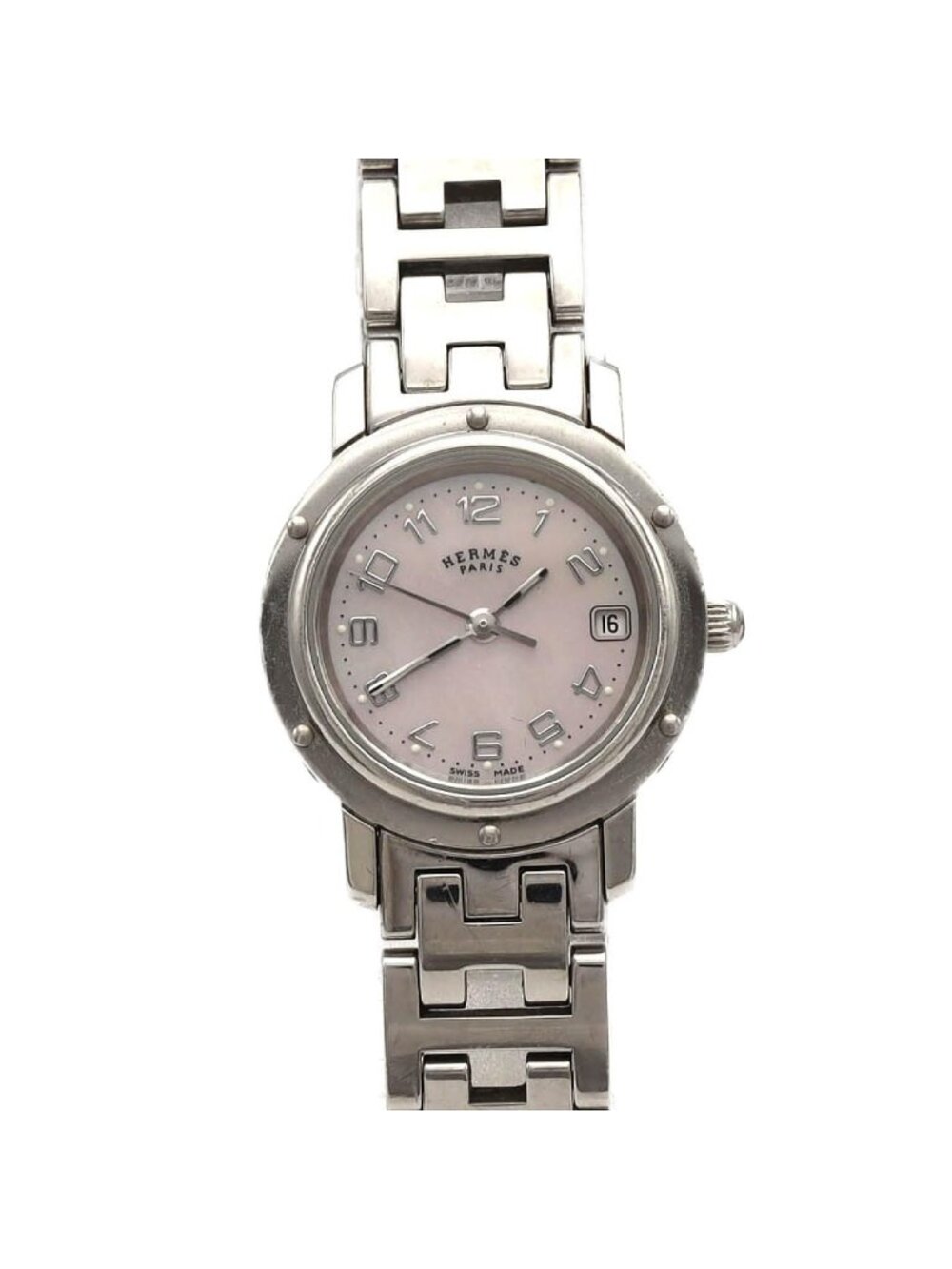 Hermes Clipper Nacre SS Quartz Watch